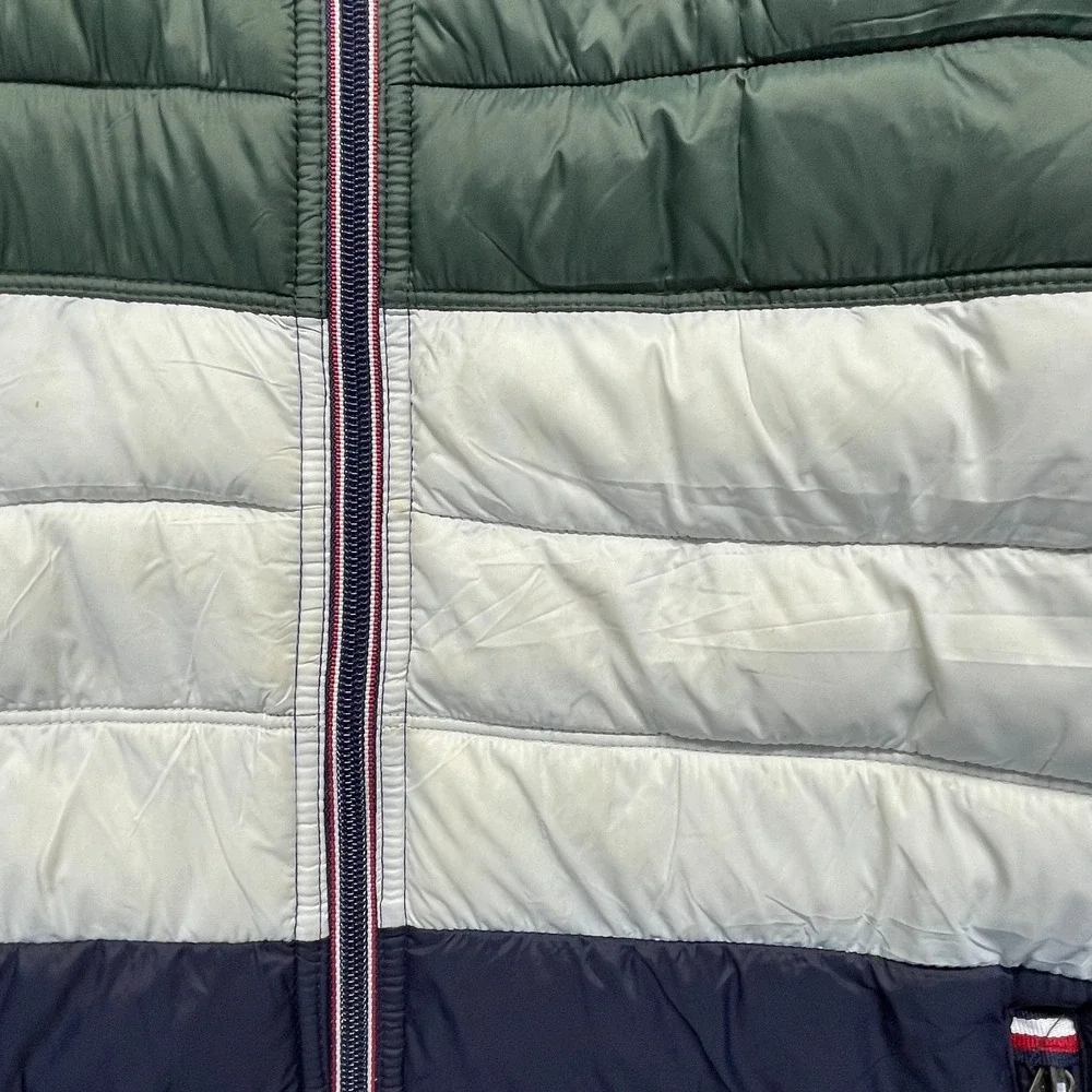 Tommy Hilfiger Packable Puffer Jacket Mens Large Multicolor Mock Neck Full Zip